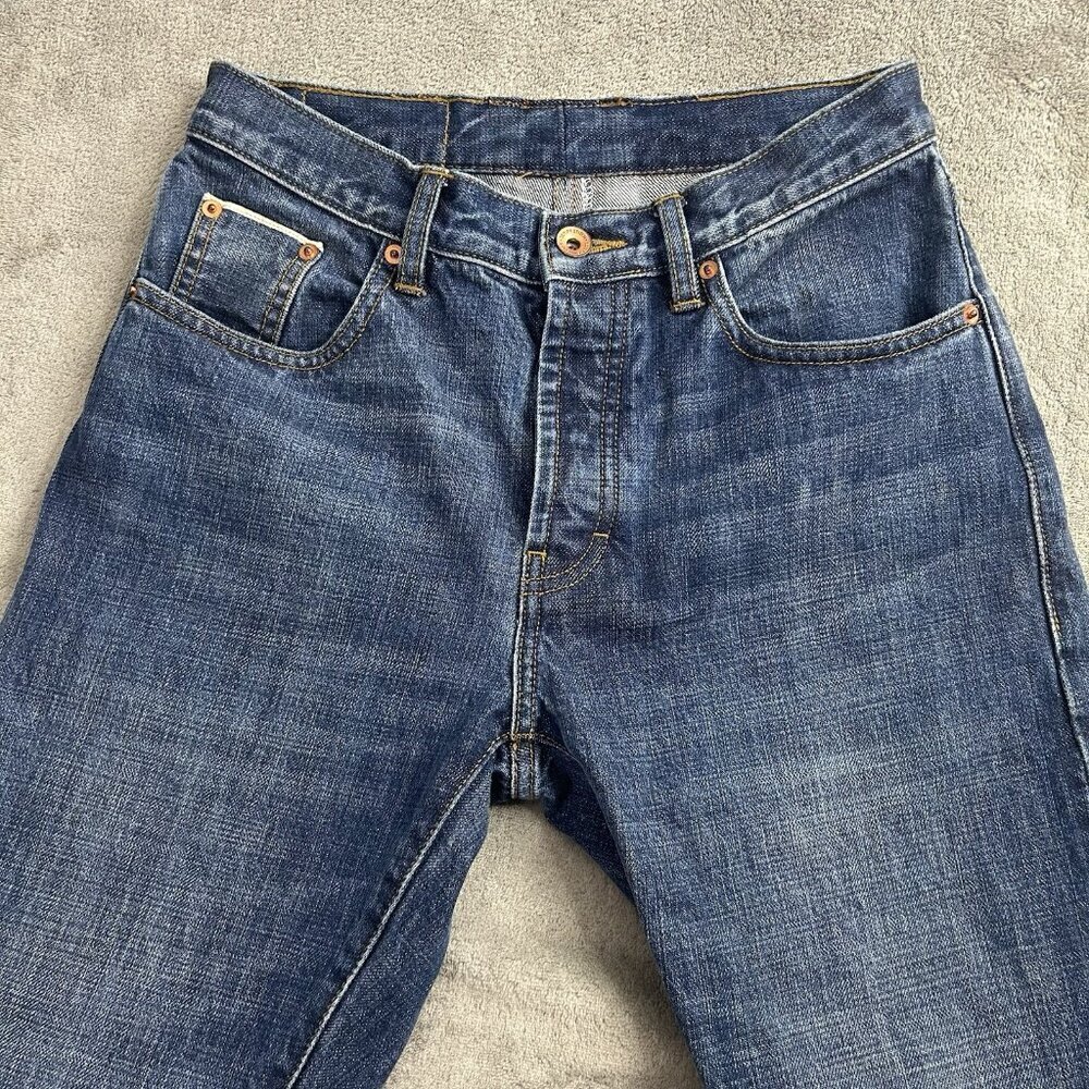 Taylor Stitch Jeans Mens 26x23” Democratic Selvedge Red Line Blue Wash Denim - Picture 10 of 16